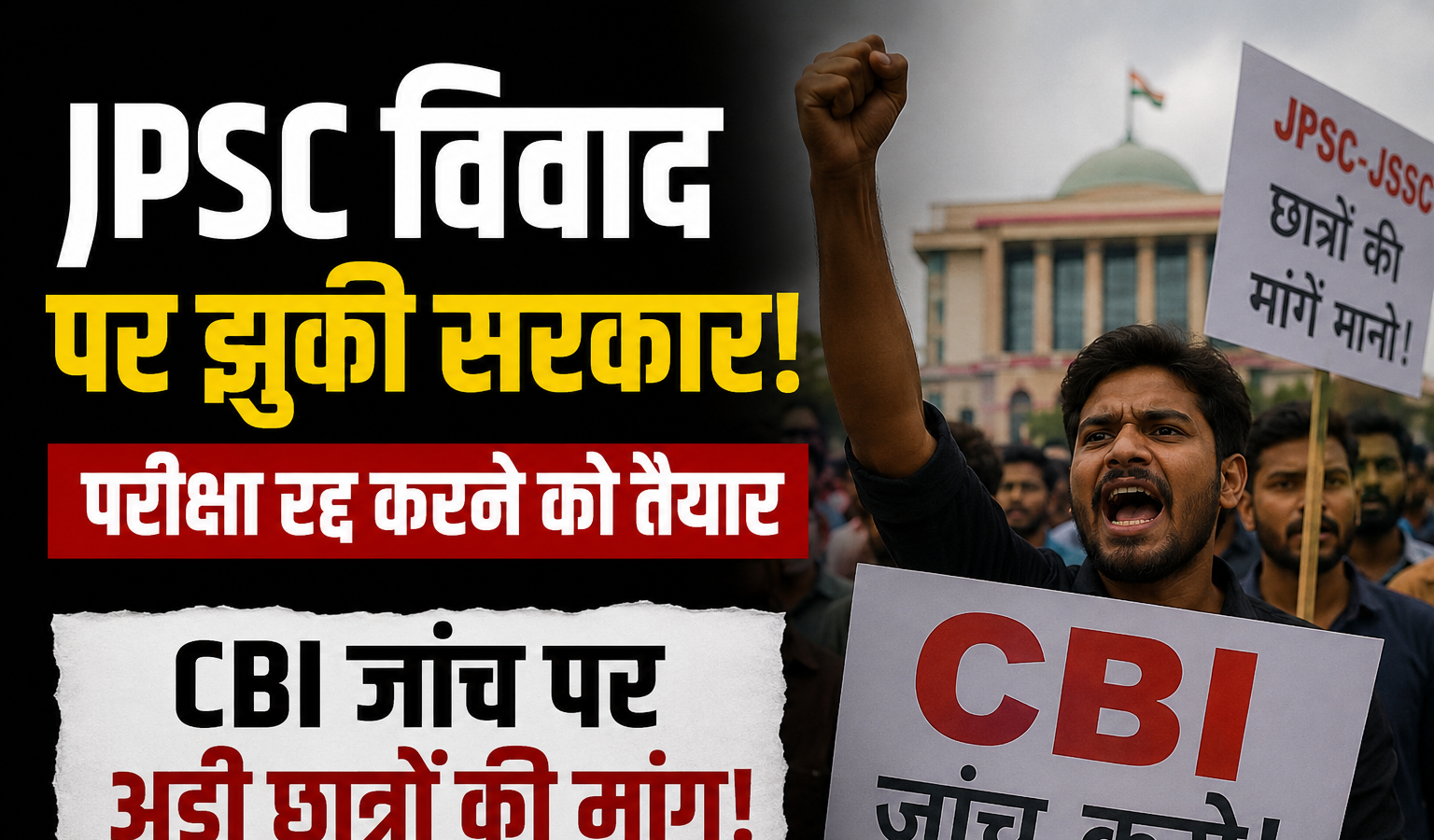 JPSC विवाद: 16 दिन बाद सरकार परीक्षा रद्द करने पर तैयार, CBI जांच पर पेच