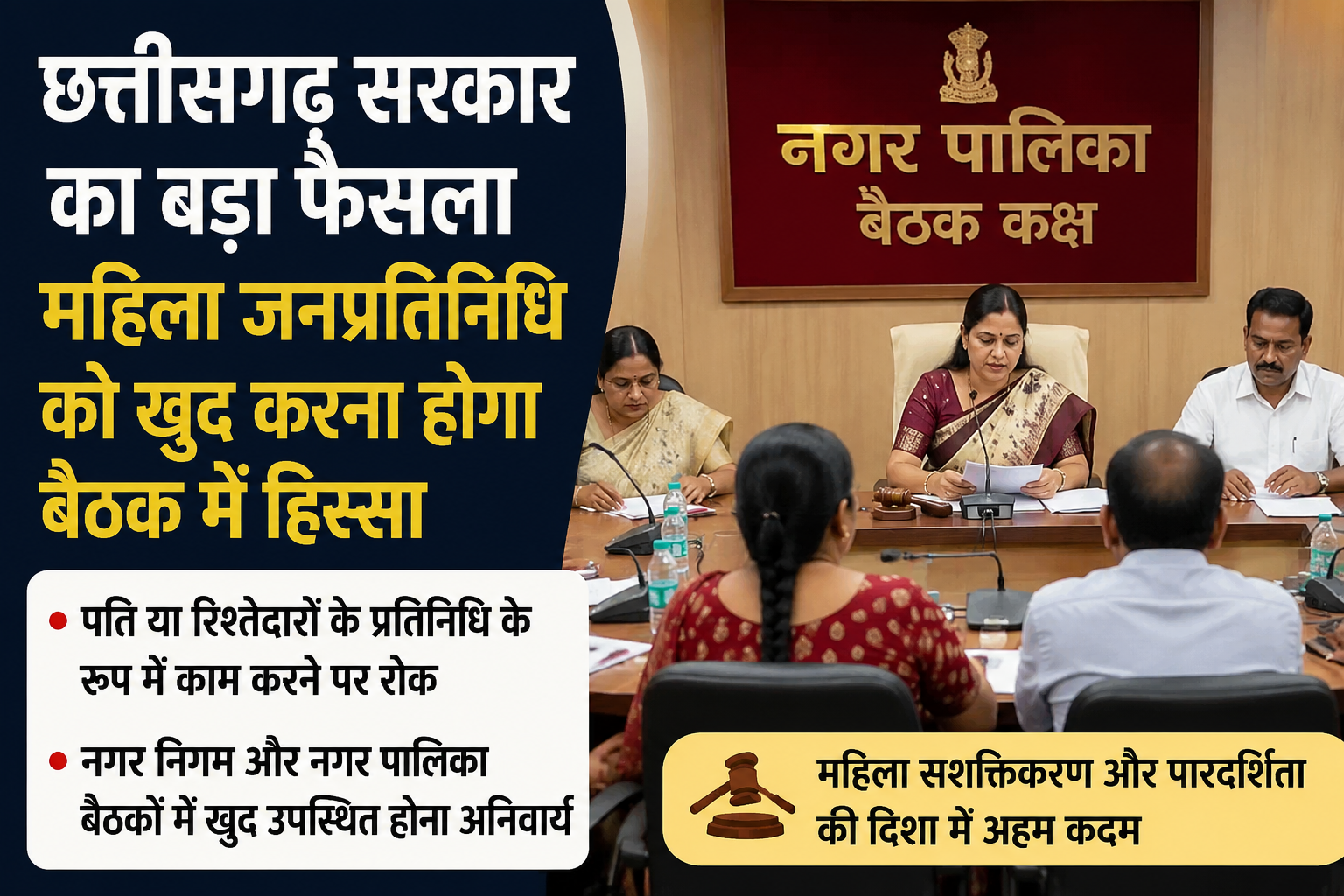छत्तीसगढ़ में ‘प्रॉक्सी राजनीति’ पर सख्ती, पत्नी की जगह बैठक में शामिल नहीं हो सकेंगे पति
